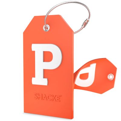Shacke Initial Luggage Tag with Full Privacy Cover and Stainless Steel Loop (Letter P)