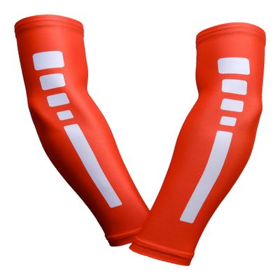 Sports Farm PAIR Compression Elbow Arm Sleeves (ADULT SMALL, RED WHITE STRIPE)