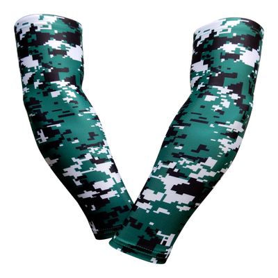 Sports Farm PAIR Compression Elbow Arm Sleeves (YOUTH MEDIUM, GREEN BLACK DIGI CAMO)