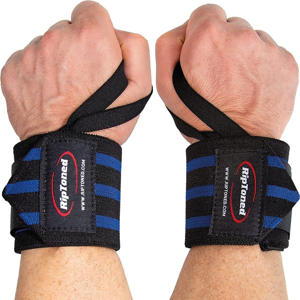 Rip Toned Wrist Wraps for Weightlifting USPA & USAPL Approved 18" Wrist Straps for Powerlifting Adjustable, Durable Gym Wraps with Thumb Loop Quality Support for Men & Women Blue Flex
