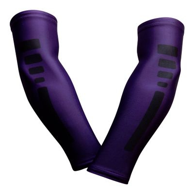 Sports Farm PAIR Compression Elbow Arm Sleeves (ADULT LARGE, PURPLE BLACK STRIPE)