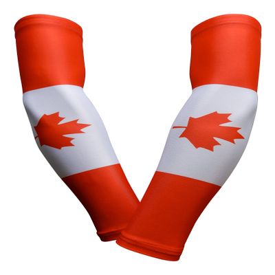 Sports Farm PAIR Compression Elbow Arm Sleeves (YOUTH LARGE, CANADA FLAG)