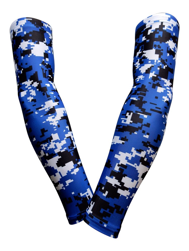 Sports Farm PAIR Compression Elbow Arm Sleeves (ADULT SMALL, ROYAL BLACK DIGI CAMO)