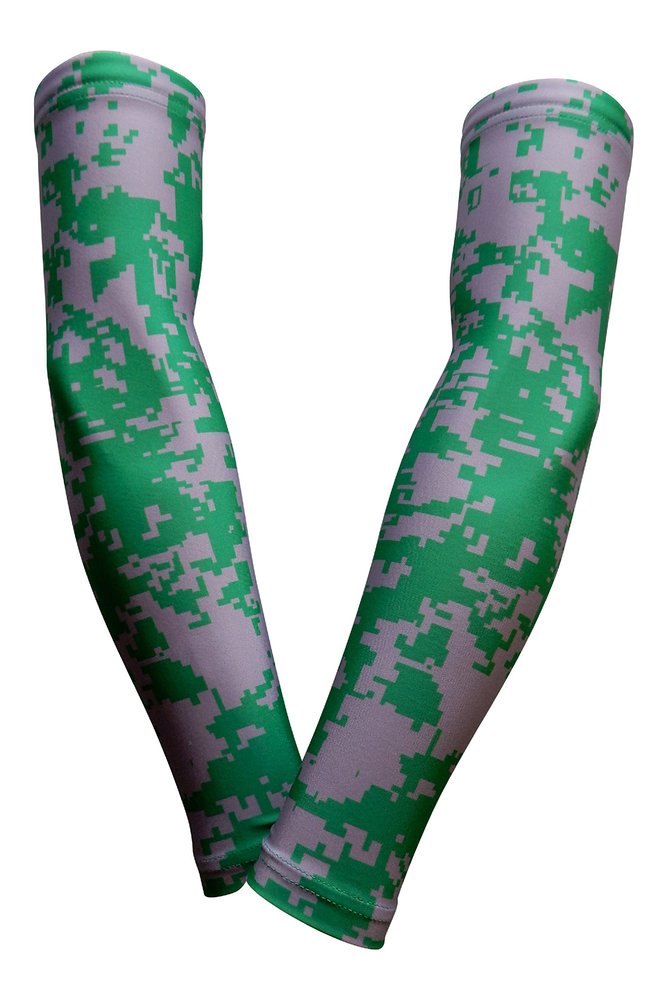 Sports Farm PAIR Compression Elbow Arm Sleeves (YOUTH MEDIUM, GREEN GRAY DIGI CAMO (2 COLOR))