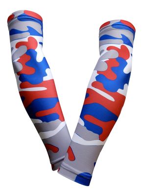 Sports Farm PAIR Compression Elbow Arm Sleeves (YOUTH MEDIUM, ROYAL RED GRAY WOODLAND CAMO)