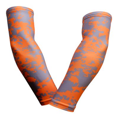 Sports Farm PAIR Compression Elbow Arm Sleeves (YOUTH LARGE, ORANGE GRAY DIGI CAMO (2 COLOR))