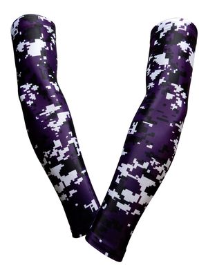 Sports Farm PAIR Compression Elbow Arm Sleeves (YOUTH MEDIUM, PURPLE BLACK DIGI CAMO)