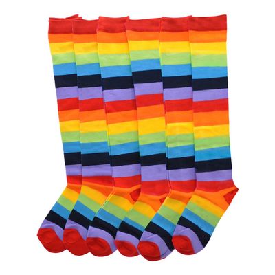 Angelina Rainbow Striped Knee High Socks, #2540 6-Pair Lady's #2540_6-8