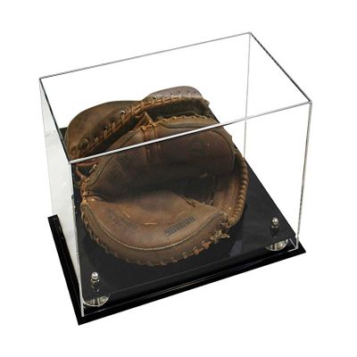 Better Display Cases Acrylic Baseball Catchers Glove Display Case Silver Risers Mirror (A011/V16)