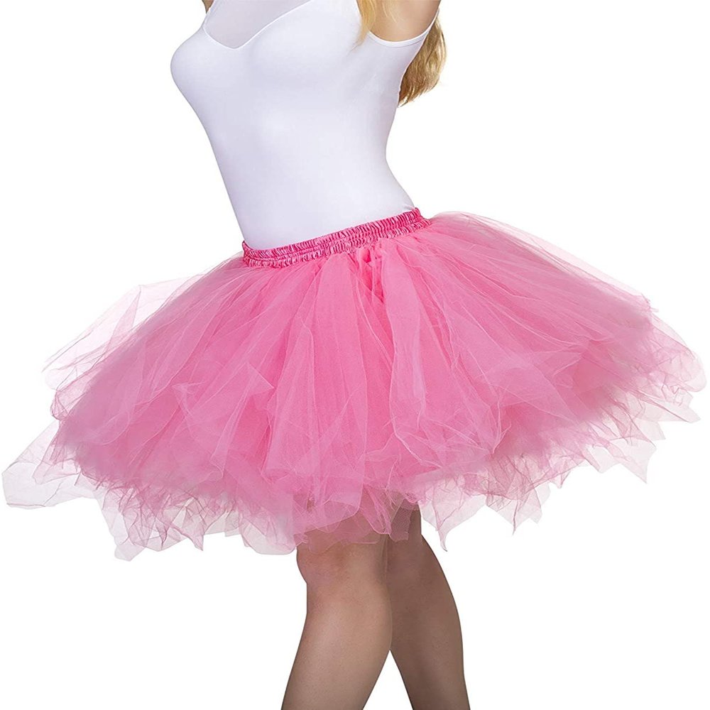 Dancina Women's Adult Vintage Petticoat Tulle Tutu Skirt [Sticker XXL],Watermelon,Plus Size