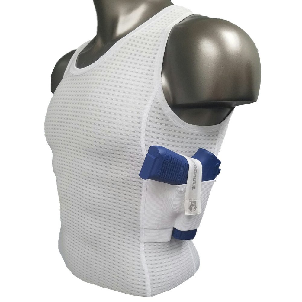 AC UNDERCOVER Concealed Carry Clothing Mesh Tank Top Gun Holster CCW Tactical (Medium, White)