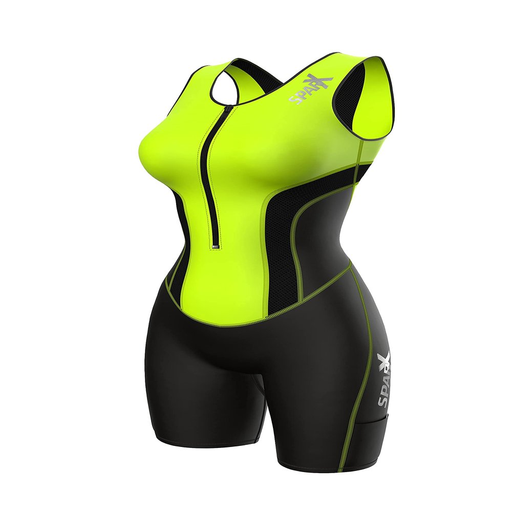 Sparx Women Triathlon Suit Tri Short Racing Cycling Swim Run (XXL, Neon Green)