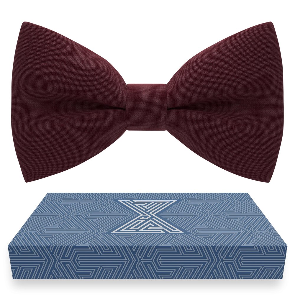 Baby Boys Burgundy Bow Tie Gabardine Fabric Material for Kids Maroon Bowtie, Toddler Bow ties Formal Pre-Tied Tuxedo Clip on Shape Infant Handmade Bow ties for Any Ages (Small, Burgundy)