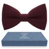 Baby Boys Burgundy Bow Tie Gabardine Fabric Material for Kids Maroon Bowtie, Toddler Bow ties Formal Pre-Tied Tuxedo Clip on Shape Infant Handmade Bow ties for Any Ages (Small, Burgundy) view 1