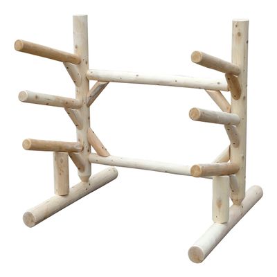Log Kayak Rack 3-Place, One-Sided SUP Log Rack, Paddle Board Holder, Kayak Holder for Outside, Surfboard Stand, Paddle Boat Storage, Freestanding for Kayaks SUP Boards - Natural