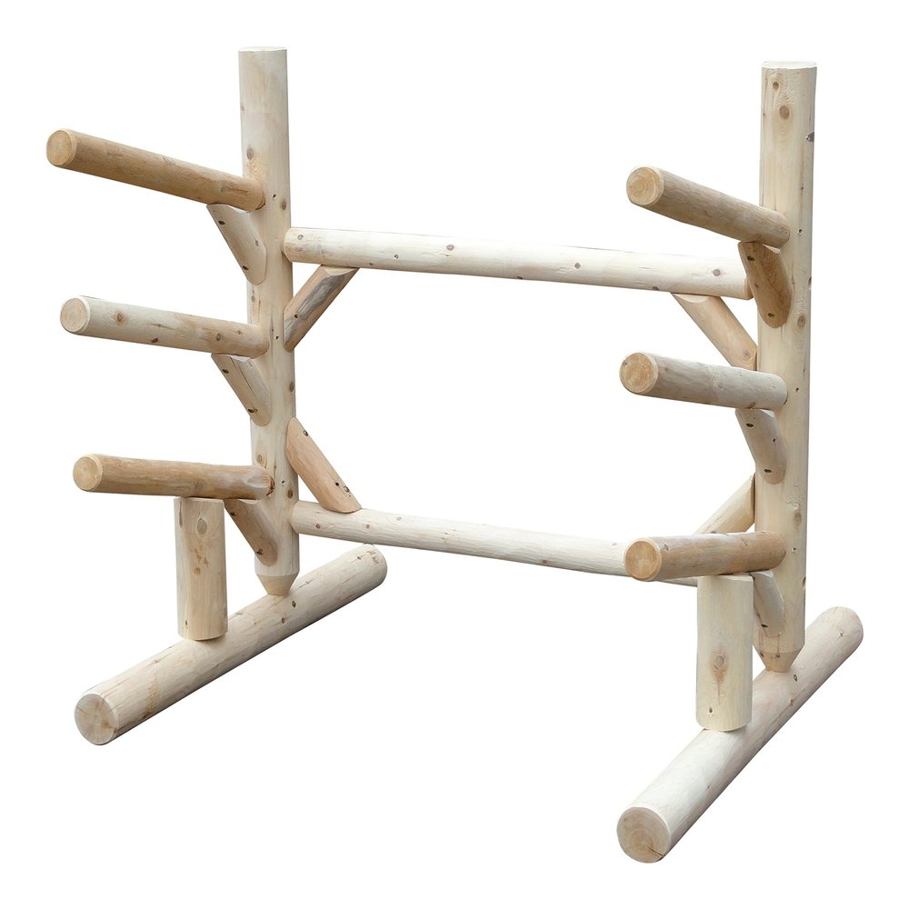 Log Kayak Rack 3-Place, One-Sided SUP Log Rack, Paddle Board Holder, Kayak Holder for Outside, Surfboard Stand, Paddle Boat Storage, Freestanding for Kayaks SUP Boards - Natural