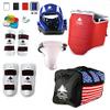 Pine Tree Complete Vinyl Martial Arts Sparring Gear Set with Bag, Shin, & Groin, X-Large Blue Headgear, Child Large Other Gears Female view 1