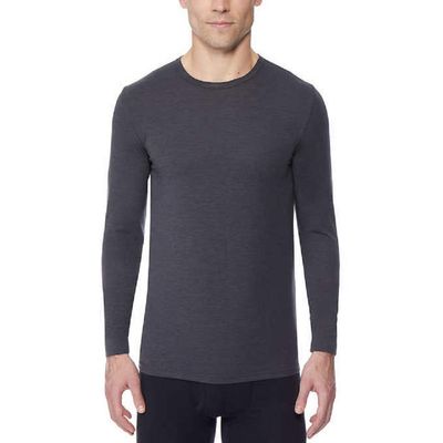 32 DEGREES Heat Mens Long Sleeve Crew Neck Performance Base Layer Shirt Dark Heather Charcoal XX-Large