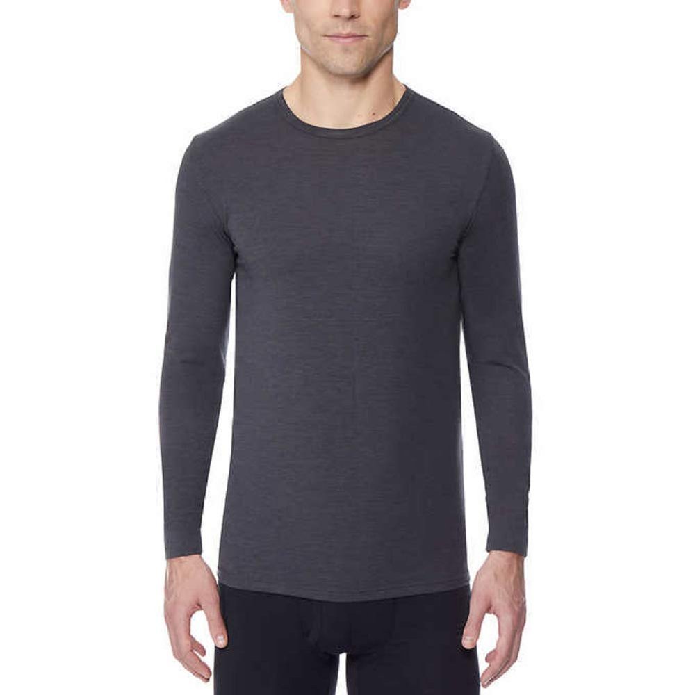 32 DEGREES Heat Mens Long Sleeve Crew Neck Performance Base Layer Shirt Dark Heather Charcoal XX-Large