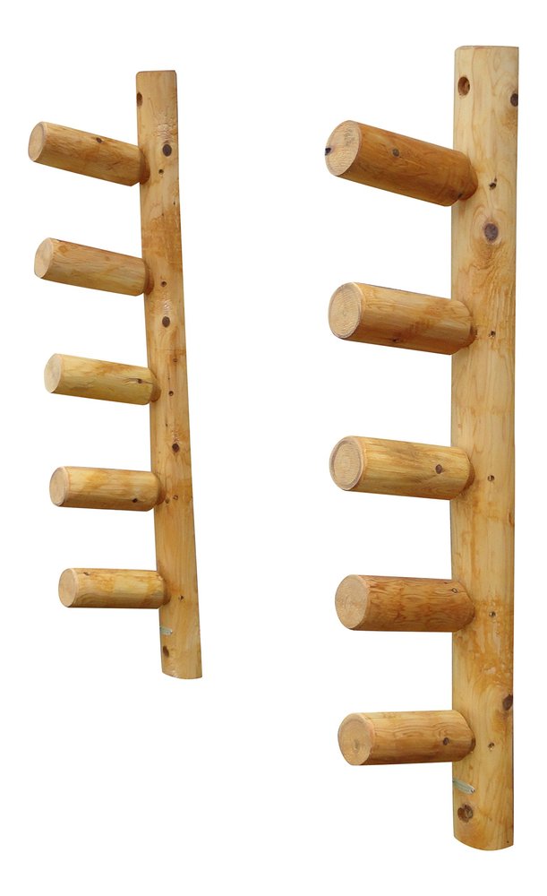 5-Slot Paddle/Fishing Pole Log Rack, Heavy Duty Wall Mounted Fishing Rod Holders, Vertical Wall Rods Holder, Fish Rod Racks, Pole Holders for Garage Organizer, Fish Rods Storage Rack - Natural