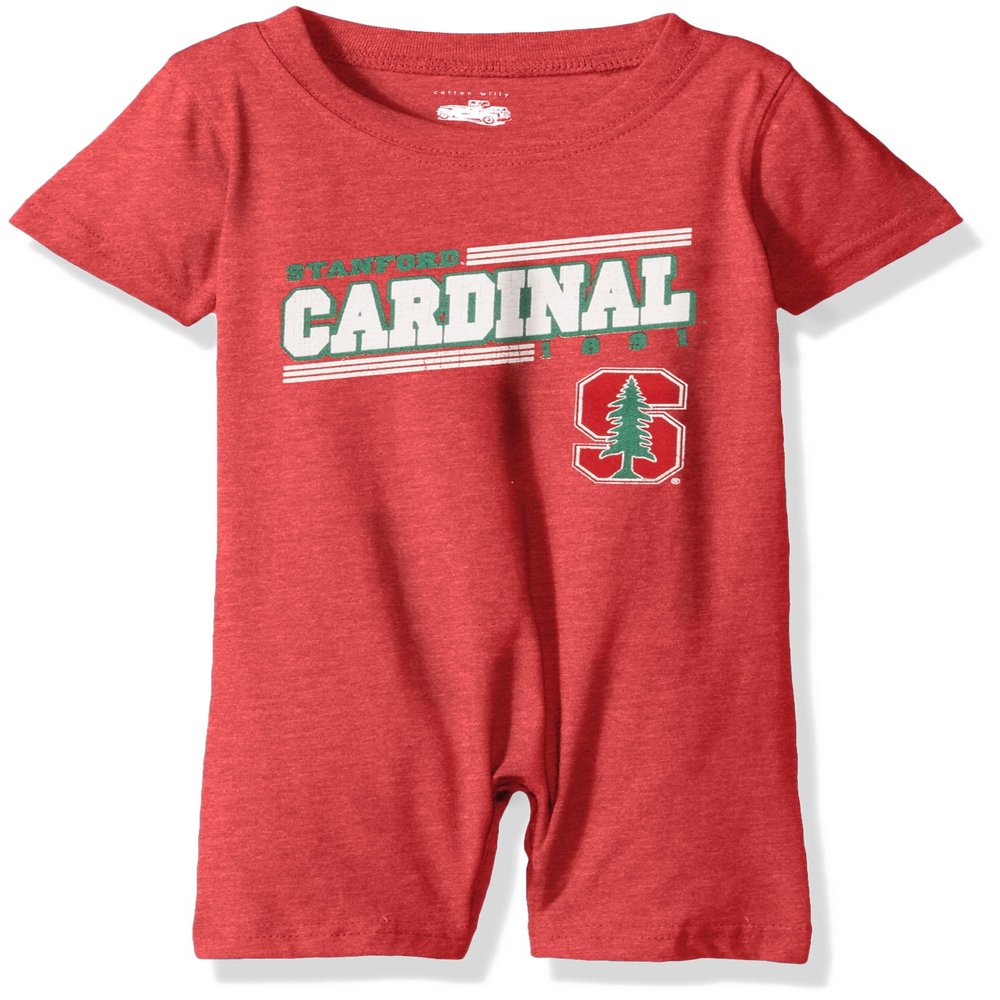 NCAA Cotton Willy Infant Short Sleeve Romper Stanford Cardinals, team Color, 6M