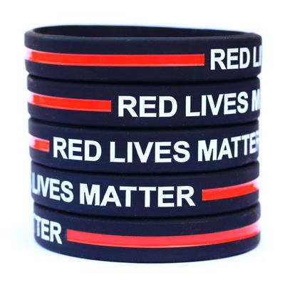 SayitBands Fifty (50) Red Lives Matter with Thin Red Line Wristband Bracelets