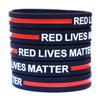SayitBands Fifty (50) Red Lives Matter with Thin Red Line Wristband Bracelets view 1