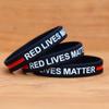 SayitBands Fifty (50) Red Lives Matter with Thin Red Line Wristband Bracelets view 2