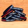 SayitBands Fifty (50) Red Lives Matter with Thin Red Line Wristband Bracelets view 3