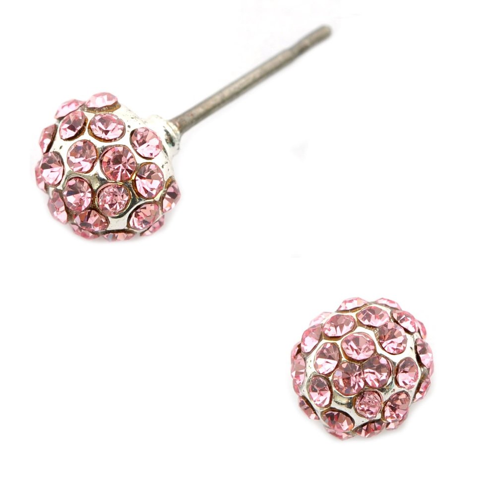 Silver Light Rose Ball Earring