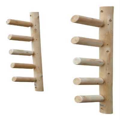 5-Slot Paddle/Fishing Pole Log Rack, Heavy Duty Wall Mounted Fishing Rod Holders, Vertical Wall Rods Holder, Fish Rod Racks, Pole Holders for Garage Organizer, Fish Rods Storage Rack - Unfinished
