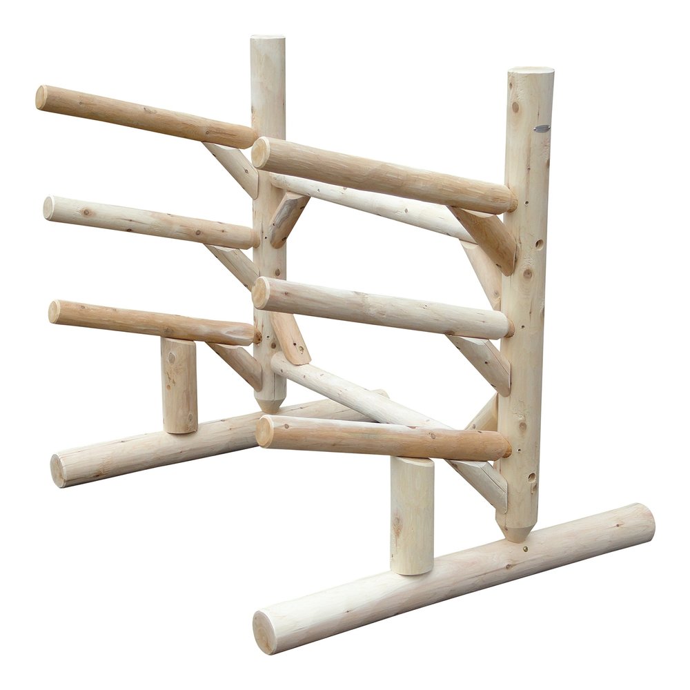Log Kayak Rack 3-Place, One-Sided SUP Log Rack, Paddle Board Holder, Kayak Holder for Outside, Surfboard Stand, Paddle Boat Storage, Freestanding for Kayaks SUP Boards - Unfinished