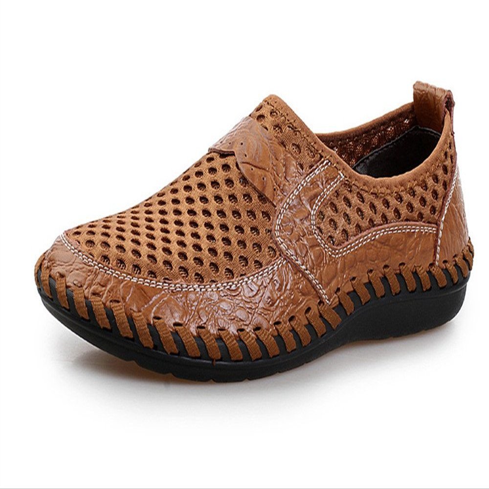 ChicWind Slip-On Loafers Walking Shoes Mesh Casual Water Shoes Light Brown