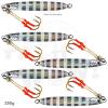 5pcs Fish WOW! 9oz Fishing Metal Vertical Trolling Speed jigs 250g Knife Jig with Two Assist Hooks - Glow Silver