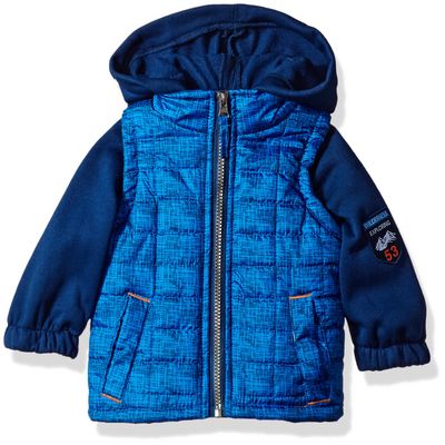 iXtreme Baby Boys Infant Tonal Print Vest W/Fleece Hood &Sleeve, Royal, 24M