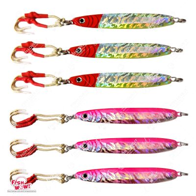 Qty 6 Fish WOW! 150g Fishing Metal Vertical Trolling Speed jig 5.25oz Knife Jig with Two Assist Hooks - 2 Colors -