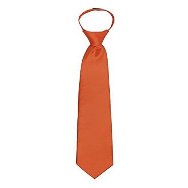 Boys Satin Feel 14 Inch Zipper Tie Orange