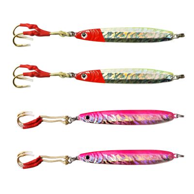 4pcs Fish WOW! 100g Fishing Metal Vertical Trolling Speed jig 3.5oz Knife Jig with Two Assist Hooks - 2 Colors