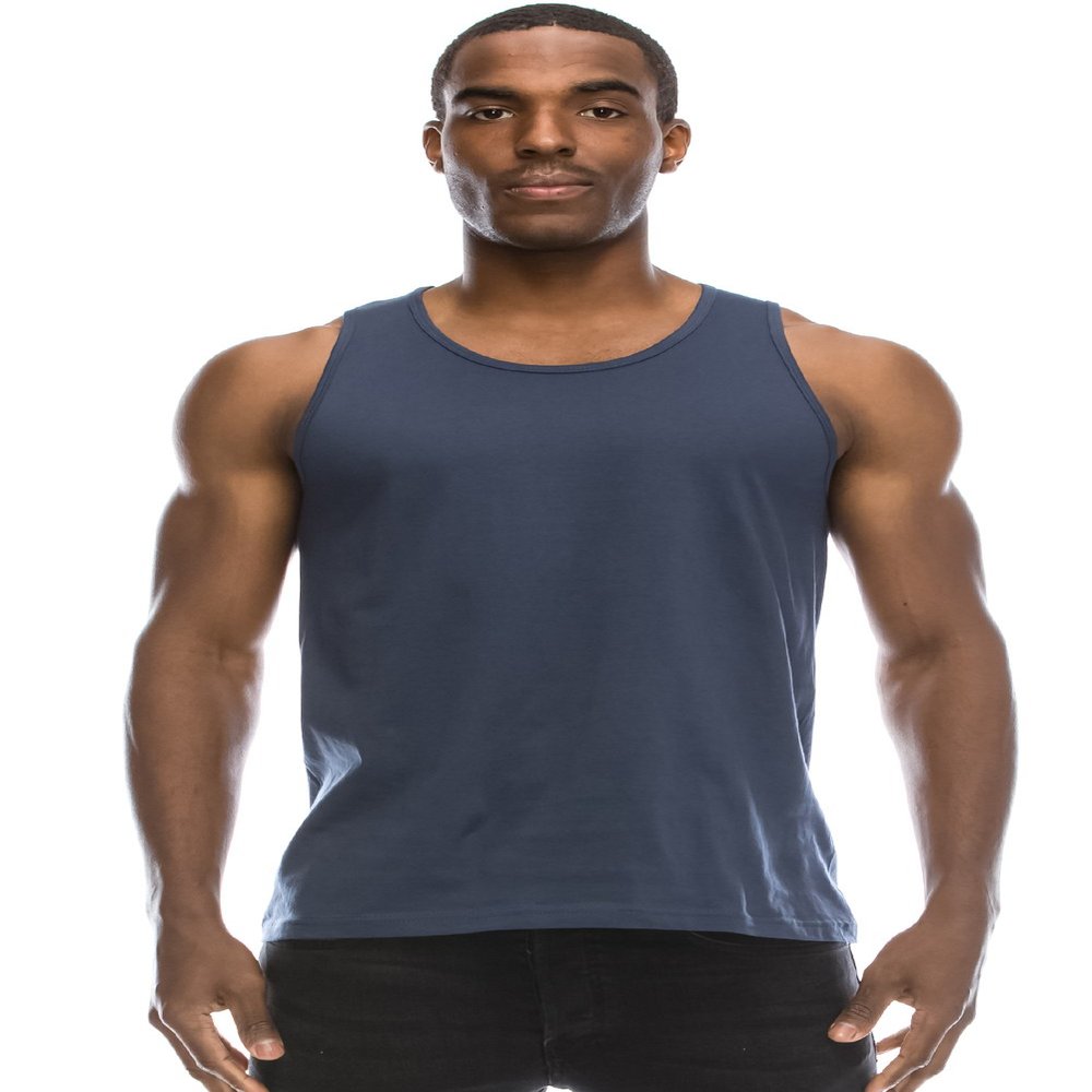 JC DISTRO Men's Casual Tank Top, Athletic Sleeveless Jersey Shirts, 100 Premium Cotton, Harborblue X-Large