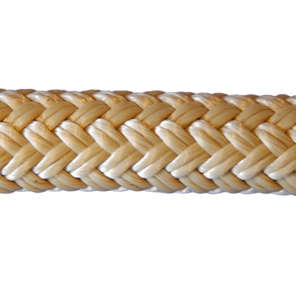 CBKnot 9/16" Premium Double Braid Polyester Rope 9,500 lb Tensile Strength, Marine, Sailing, Boating, Rigging, Equestrian and More (9/16" x 100 ft. Hank, Beige)