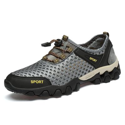 LEADER SHOW Men's Quick Dry Hiking Shoes Barefoot Mesh Lightweight Outdoor Training Water Walking Shoes (10, Grey)