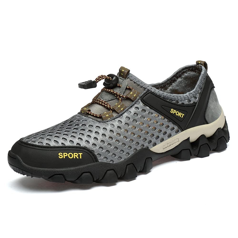 LEADER SHOW Men's Quick Dry Hiking Shoes Barefoot Mesh Lightweight Outdoor Training Water Walking Shoes (10, Grey)
