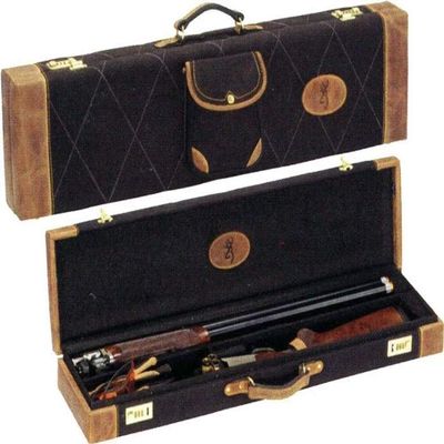 Browning Lona Canvas/Leather Fitted Case, Black/Brown, 34"