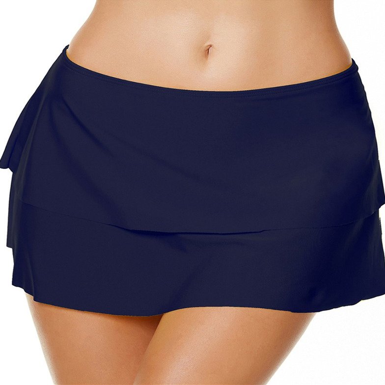 Akaeys Womens Swim Skirt A Line Skirted Bikini Bottom Layered Swimming Shorts Tummy Control Plus Size Swimwear Navy