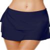 Akaeys Womens Swim Skirt A Line Skirted Bikini Bottom Layered Swimming Shorts Tummy Control Plus Size Swimwear Navy view 1