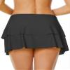 Akaeys Womens Swim Skirt A Line Skirted Bikini Bottom Layered Swimming Skort Tummy Control Plus Size Swimwear Black view 2