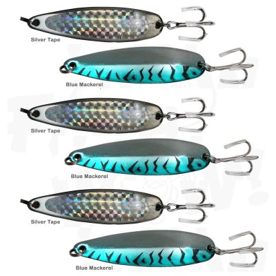 6pcs Fish WOW! 2oz Fishing Spoons jig with a Treble Hook Fish Jigging Casting Lure - 2 Colors