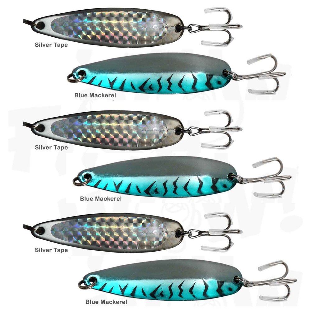 6pcs Fish WOW! 2oz Fishing Spoons jig with a Treble Hook Fish Jigging Casting Lure - 2 Colors
