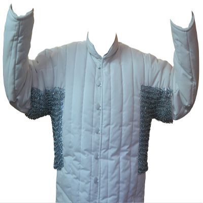 Cotton Gambeson Round Riveted Chain Mail Voider in Galvanized Finish ABS (White, 54)