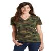Port & Company Women's 5.4-oz 100% Cotton V-Neck Camo Tee. LPC54VC Military Camo XS view 1